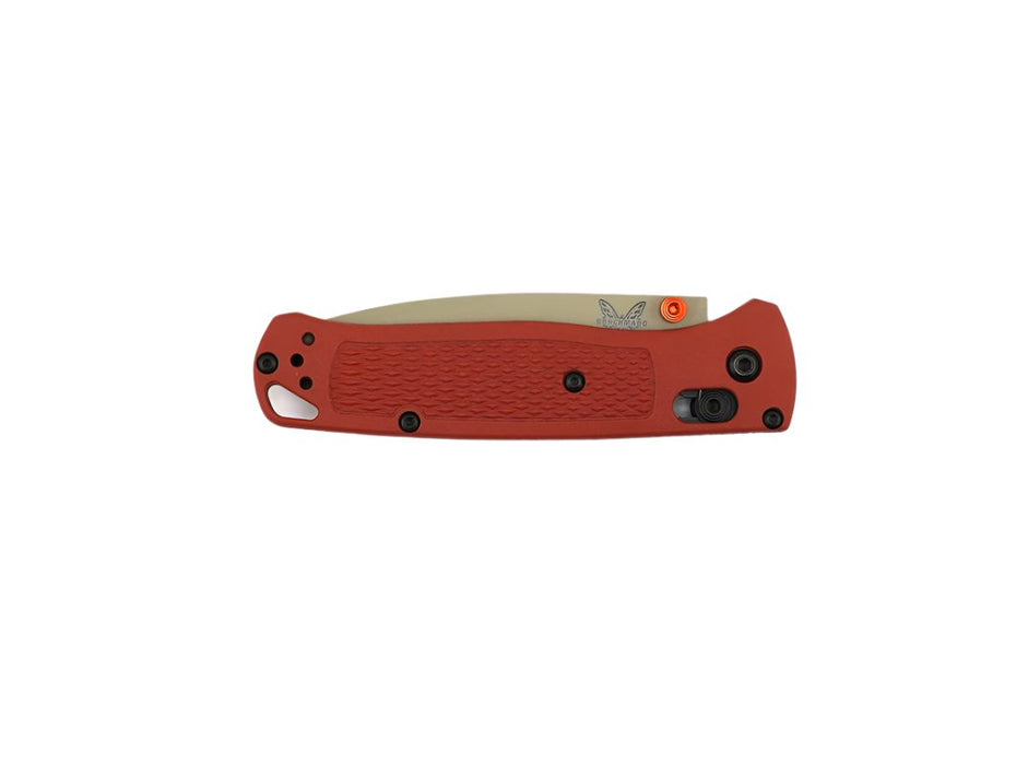 Benchmade 535TN-10 Bugout AXIS Folding Knife 3.24" S30V Desert Verde Cerakote Plain Blade, Rust Orange Grivory Handles