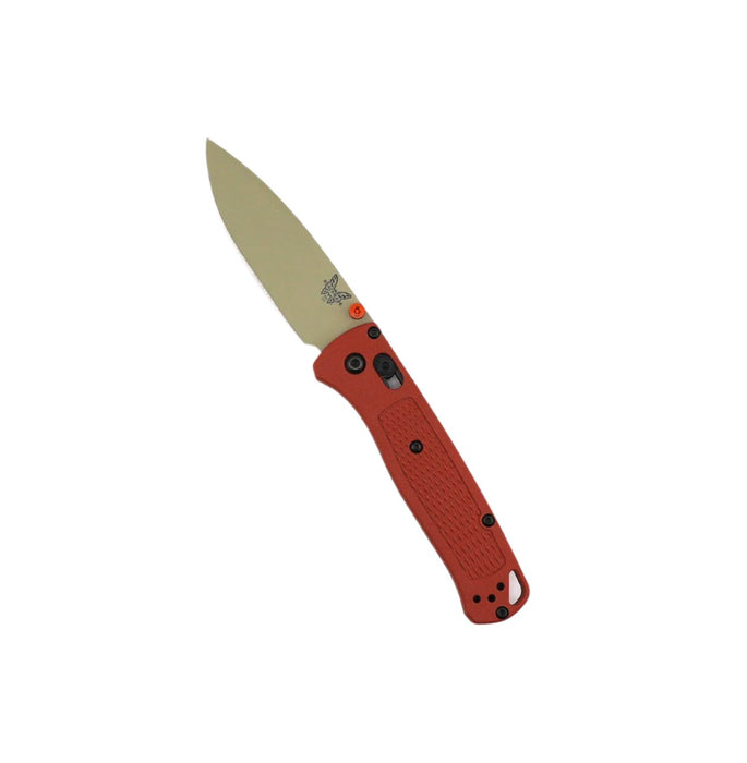 Benchmade 535TN-10 Bugout AXIS Folding Knife 3.24" S30V Desert Verde Cerakote Plain Blade, Rust Orange Grivory Handles