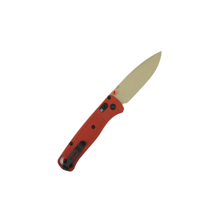 Benchmade 535TN-10 Bugout AXIS Folding Knife 3.24" S30V Desert Verde Cerakote Plain Blade, Rust Orange Grivory Handles