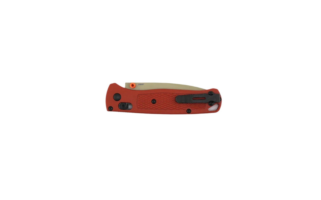 Benchmade 535TN-10 Bugout AXIS Folding Knife 3.24" S30V Desert Verde Cerakote Plain Blade, Rust Orange Grivory Handles