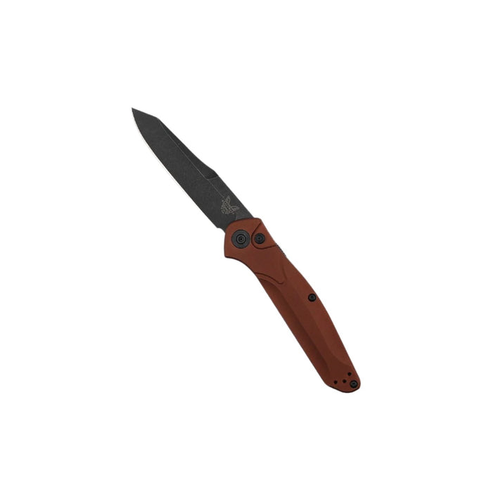 Benchmade 9400BK-03 Osborne Auto Knife 3.4" CPM-MagnaCut Black DLC Battlewashed Plain Blade, Burnt Copper Aluminum Handles