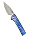 Custom Chaves Scapegoat Street Frame Lock Folding Knife Heat Antropic Ti Handles (3.50" Bohler M390) (Blue Lightning)