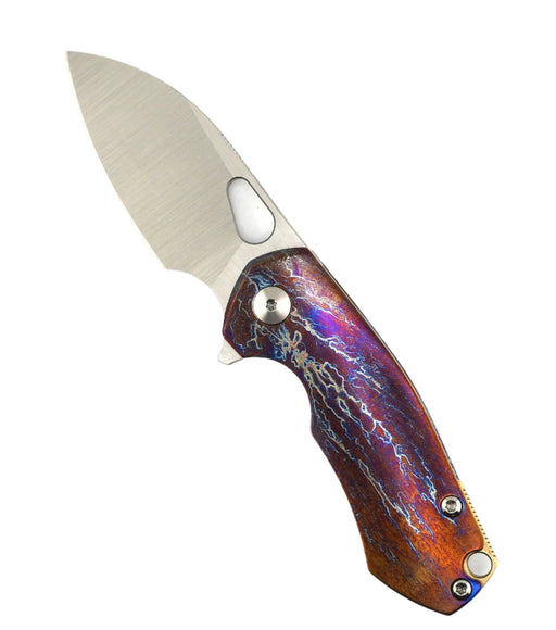 Custom GiantMouse ACE Riv Ti Framelock Heat Anodized Titanium Folding Knife