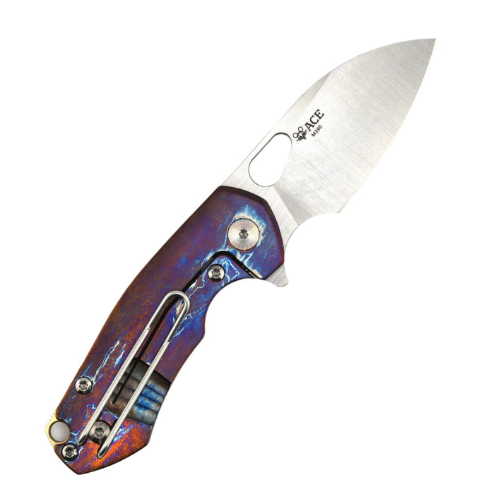 Custom GiantMouse ACE Riv Ti Framelock Heat Anodized Titanium Folding Knife