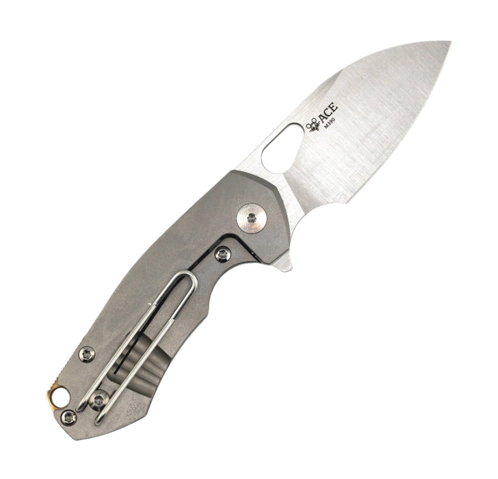 Custom GiantMouse ACE Riv Ti Framelock Single Side Heat Anodized Titanium Folding Knife