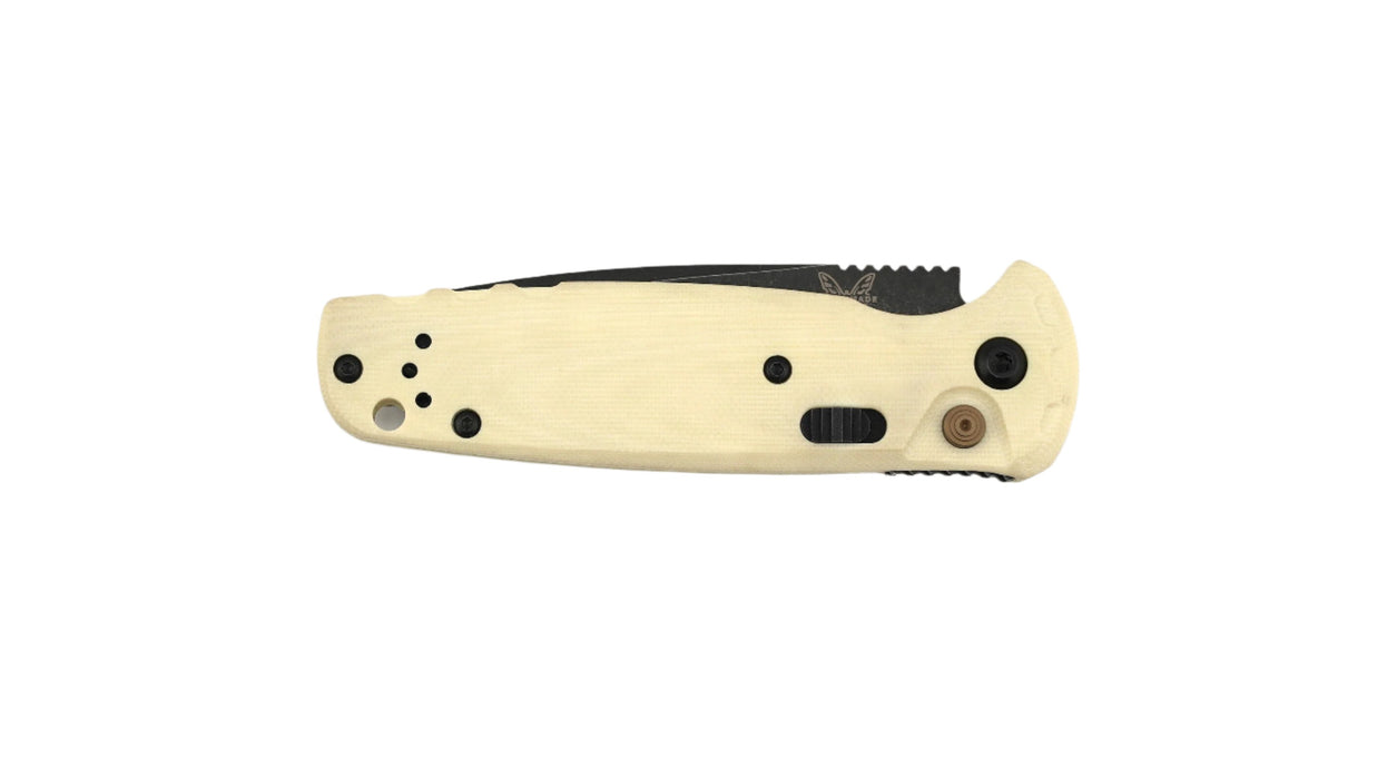 Benchmade 4300BK-03 CLA Auto Knife 3.4" MagnaCut Black DLC Battlewash Plain Blade Ivory G10 Handles