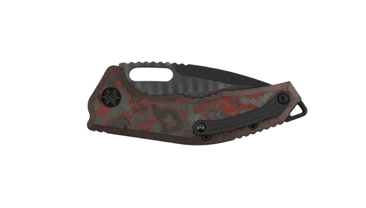 Heretic Knives Medusa Auto Folding Knife CPM-MagnaCut Black DLC Tanto Blade w/ Red Camo Carbon Handles