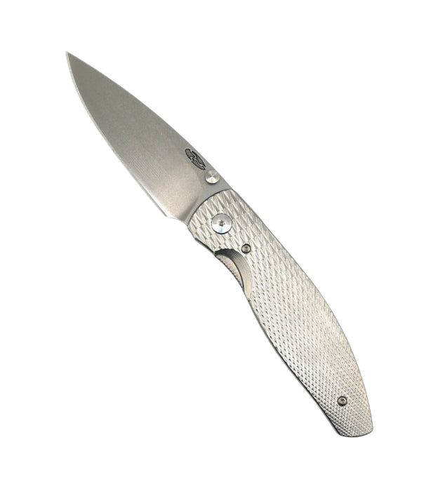 TRM Atom Liner Lock Lizard Skin Contoured 3D Titanium Scales Stonewashed 20CV