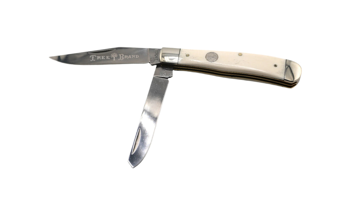 Boker Traditional Series 2.0 Trapper w/ Smooth White Bone Handles D2 Blade with Nickel Silver Bolsters, Slipjoint 110826