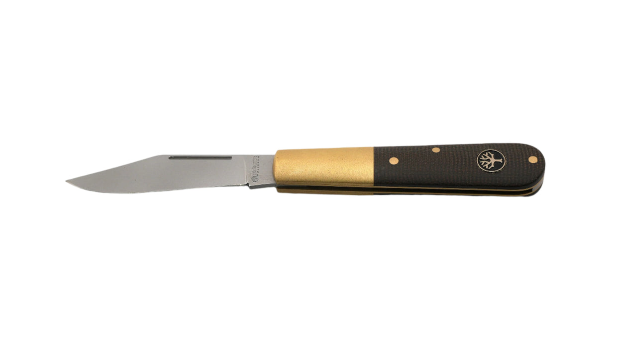 Boker Barlow Expedition Pocket Knife 440C Bead Blasted Blade w/ Micarta Handles with Brass Bolsters, Slipjoint 112941