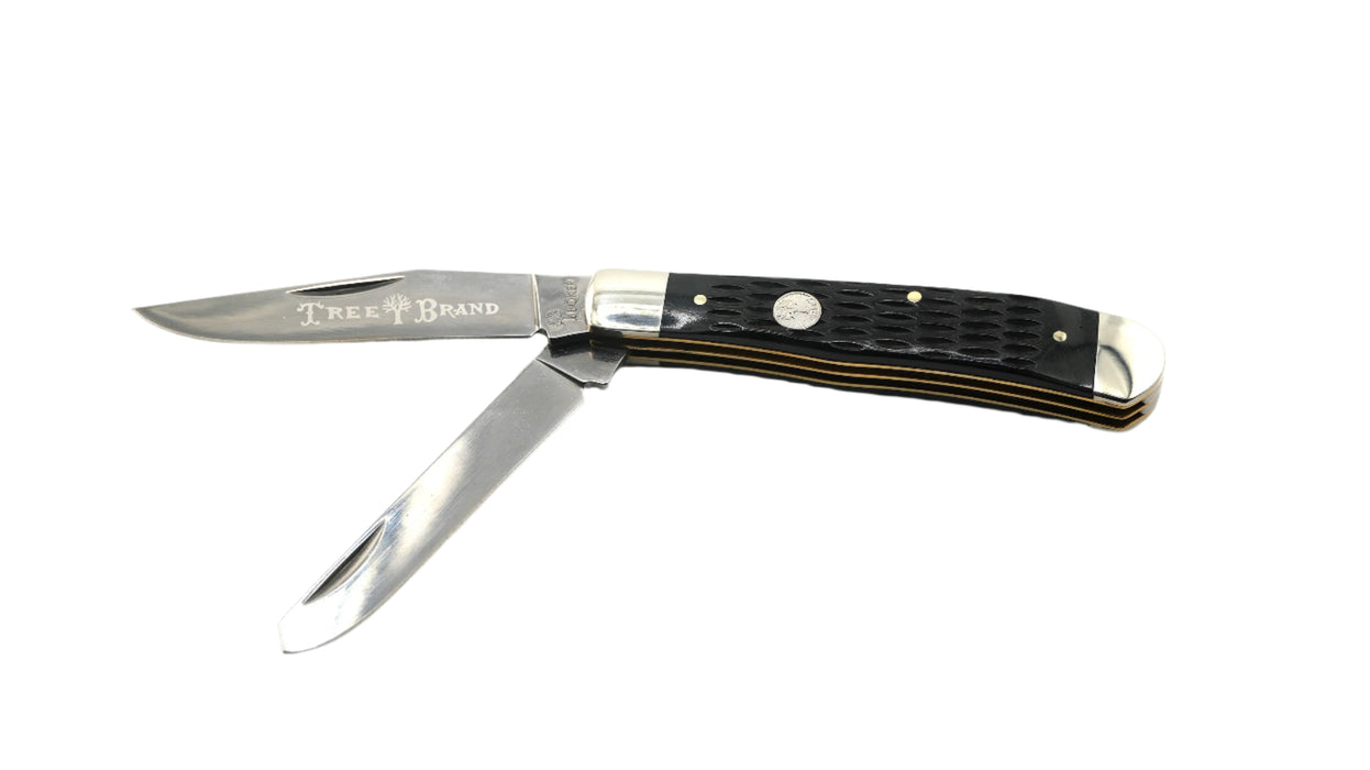 Boker Traditional Series 2.0 Trapper w/ Jigged Black Bone Handles D2 Plain Edge Blade Slipjoint 110824