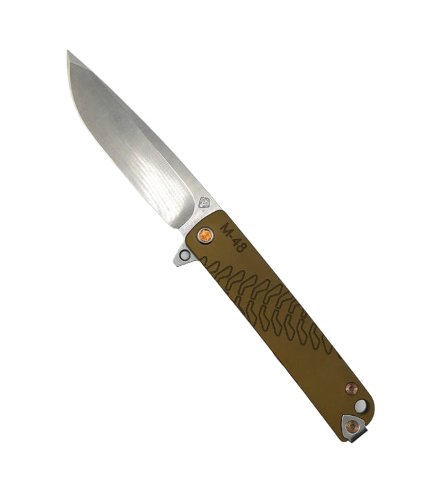 Medford M-48 Tumbled S35VN Yellow Aluminum & PVD Titanium PVD Hardware & Clip (USA)