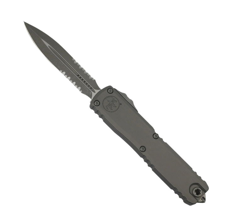 Microtech 1122-11APNC Ultratech ZBP D/E Partially Serrated Apocalyptic Blade w/ Natural Clear Aluminum Handles