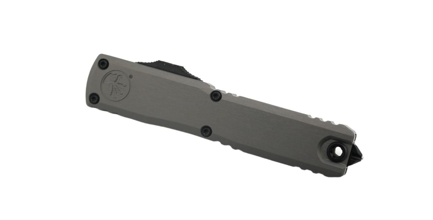 Microtech 1122-3NC Ultratech ZBP D/E Black Full Serration Blade w/ Natural Clear Aluminum Handles
