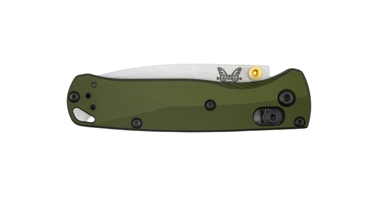 Benchmade 533SL-10 Seasonal Mini Bugout Folding Knife 2.82" S90V Crushed Silver Cerakote Plain Blade w/ Woodland Green Aluminum Handles