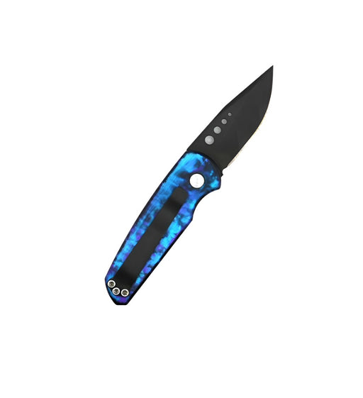 Pre-Owned ProTech Runt Blue, Purple, & Black Auto Knife Smooth Handle from NORTH RIVER OUTDOORS