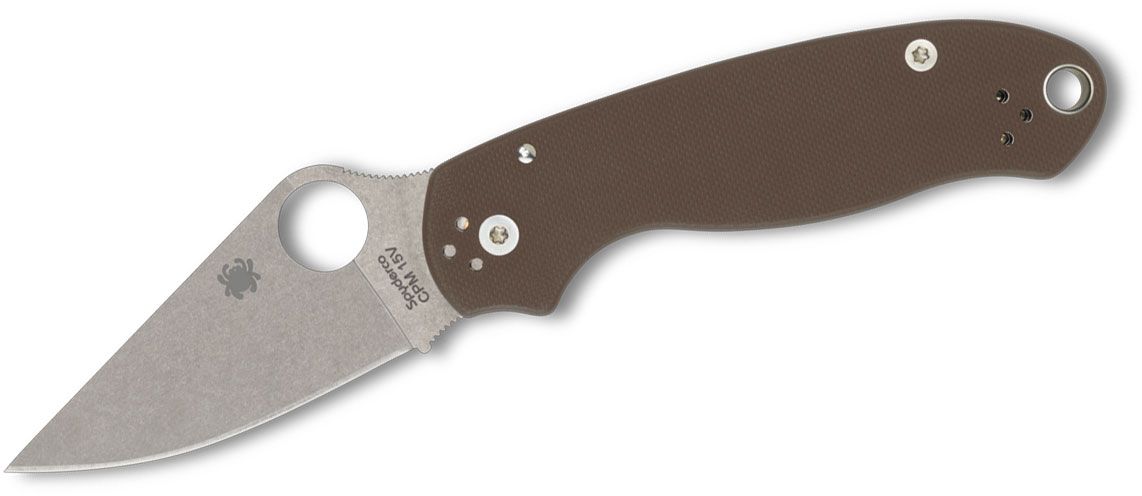 Spyderco Para 3 Sprint Run Compression Lock Folding Knife 2.93" CPM-15V Stonewashed Brown G10 Handles (Paramilitary 3)