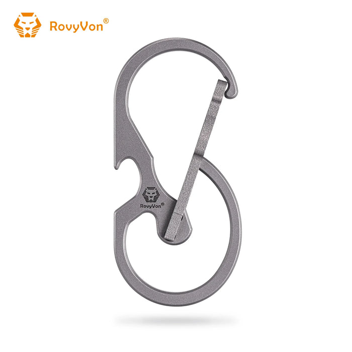 RovyVon U8 Sandblasted Titanium Carabiner, Quick-release Keychain Carabiner / Bottle Opener / Hand Tools