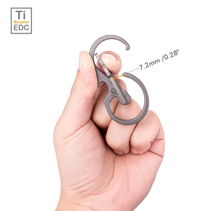 RovyVon U8 Sandblasted Titanium Carabiner, Quick-release Keychain Carabiner / Bottle Opener / Hand Tools