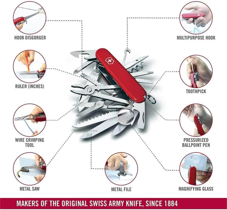 Victorinox Swiss Army SwissChamp Multi-Tool, Red, 3.58" Closed (Old Sku 53501) - 1.6795-X4