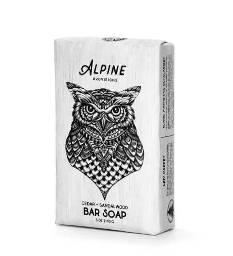 Alpine Provisions Organic Biodegradable Bar Soap, Cedar + Sandlewood, 5 oz Bar,