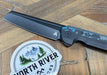 Darcform Slimfoot ARC-110 Flipper 3.5" Black M390 Sheepsfoot Blade Titanium Handles with Blue Fat Carbon Inlay