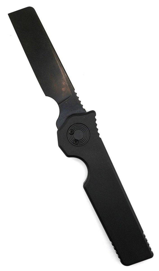 Asheville Steel Paragon Razor DLC Straight Edge Gravity Knife S35VN DLC Black Handle (USA)