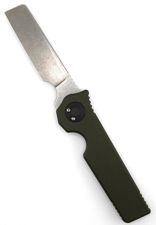 Asheville Steel Paragon Razor Straight Edge Gravity Knife S35VN OD Green Handle (USA)