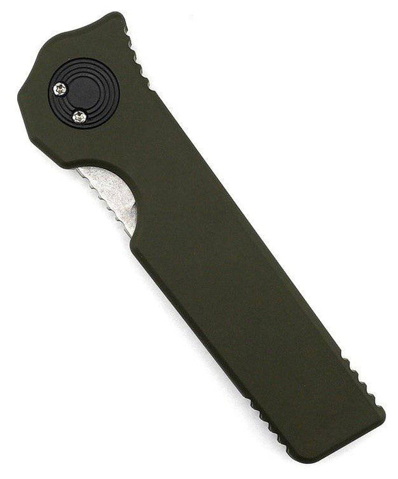 Asheville Steel Paragon Razor Straight Edge Gravity Knife S35VN OD Green Handle (USA)