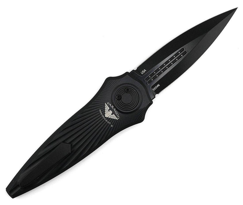 Asheville Steel Paragon Warlock-X Gen-2 Gravity Knife Black Star Burst Black Blade (USA)