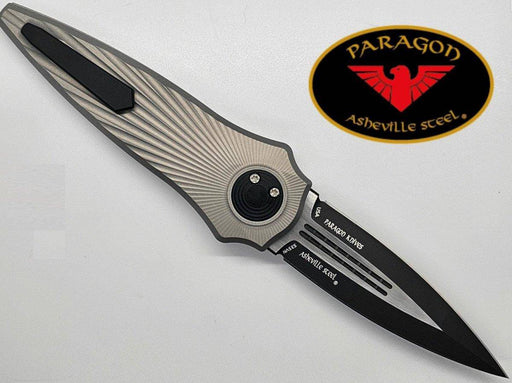 Asheville Steel Paragon Warlock-X Gen-2 Gravity Knife Star Burst Gray Cerakote (3.9" Black)