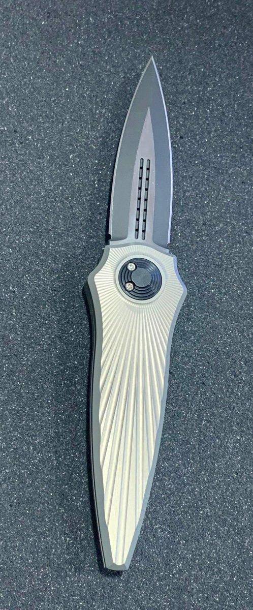 Asheville Steel Paragon Warlock-X Gen-2 Gravity Knife Star Burst Gray Cerakote (3.9" Black)