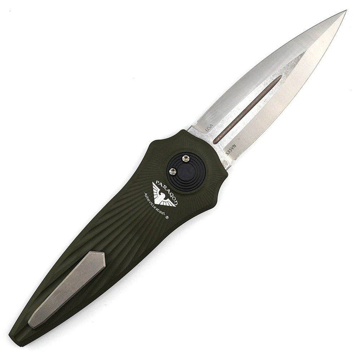 Asheville Steel Paragon Warlock-X Gen-2 Gravity Knife Star OD Green Star Burst (USA)