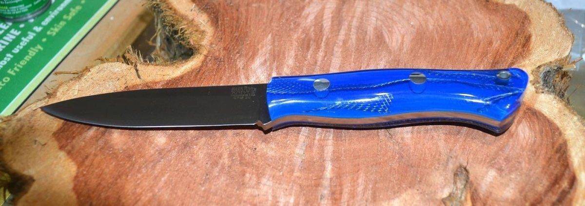 Bark River Aurora CPM 3V Knife Blue Cyclone Handles (USA)