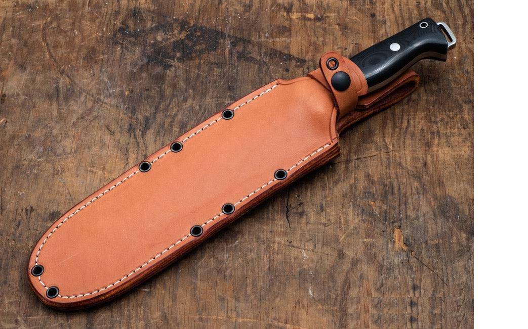 Bark River Bravo Crusader 3V Green Micarta - Orange Liners - Brass Pins (USA)