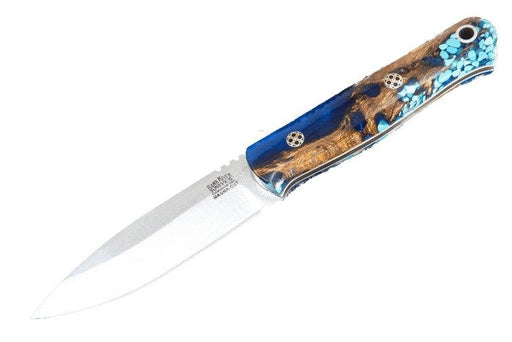 Bark River Bushcraft Scout Knife MagnaCut Blue Cholla Cactus Turquoise White Liners Mosaic Pins (USA)