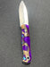 Bark River Bushcraft Scout Knife MagnaCut Purple Cholla Cactus with Turquoise Handles Sea Blue Liners Mosaic Pins (USA)