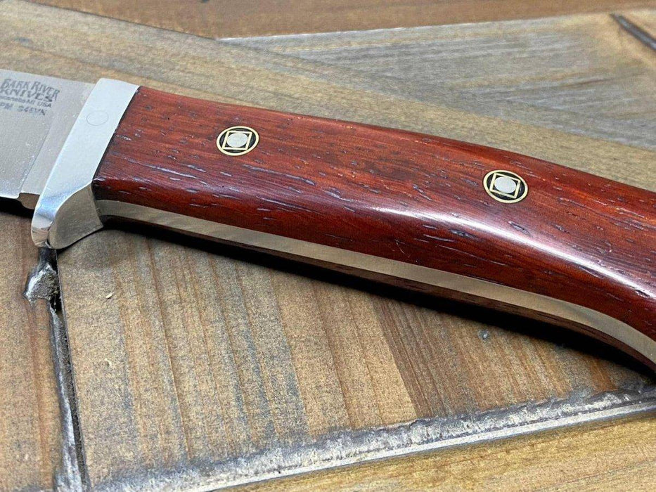 Bark River Classic Drop Point Hunter Knife S45VN Bloodwood Maple Burl Mosaic Pins