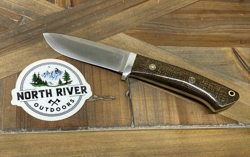 Bark River Classic Drop Point Hunter Knife S45VN OD Green Burlap Micarta Toxic Green Liners Mosaic Pins