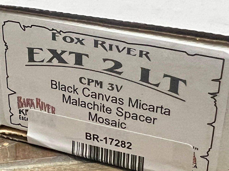 Bark River Fox River EXT-2 LT 3V Black Canvas Micarta Malachite Spacer Mosaic Pins (USA)