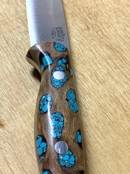 Bark River Gunny CPM 3V Knife Cholla Cactus w/ Turquoise - Gray Liners - Rampless #2