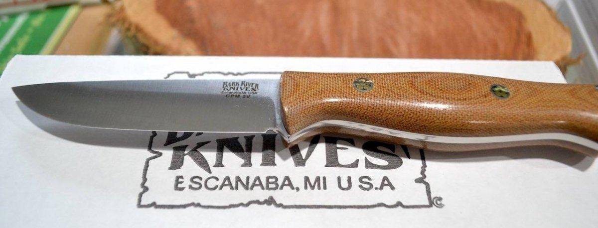 Bark River Gunny Hunter LT CPM 3V Knife Micarta w/ Mosaic Pins (USA)