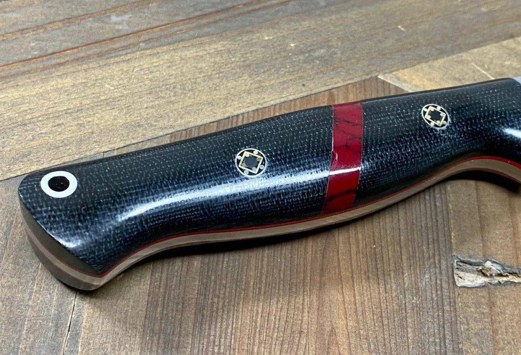 Bark River Gunny Scandi CPM 3V Black Micarta, Bloody Basin Spacer, Red Liners, Mosaic Pins