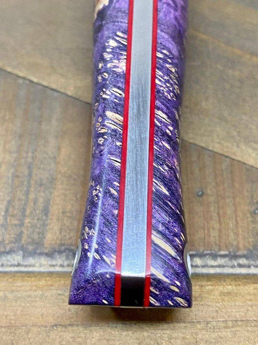 Bark River Gunny Scandi CPM 3V Galaxy Maple Burl, Red Liner, Mosiac Pins