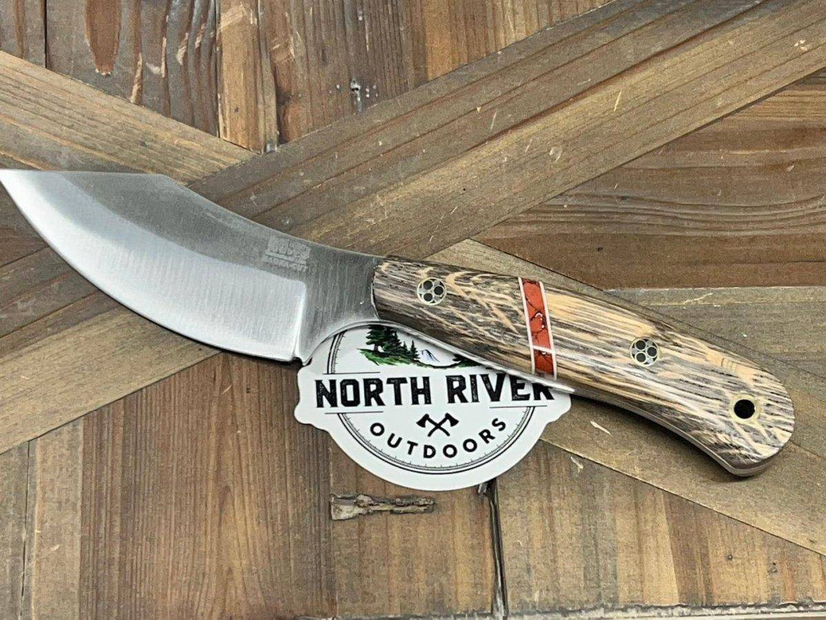 Bark River JX6 II MagnaCut Fixed Knife Bog Oak Bone Spacer White Liners  Mosaic Pins (USA)