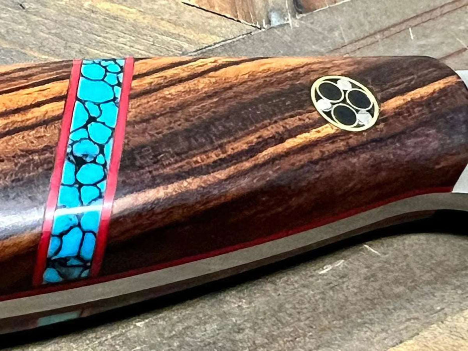 Bark River JX6 II MagnaCut Fixed Knife Desert Ironwood Turquoise Spacer Red Liners Mosaic Pins (USA)