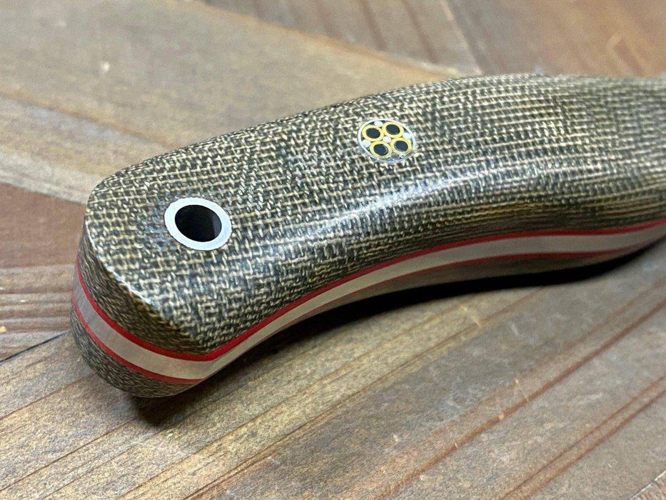 Bark River JX6 MagnaCut Green Canvas Micarta Red Liners Mosaic Pins (USA)