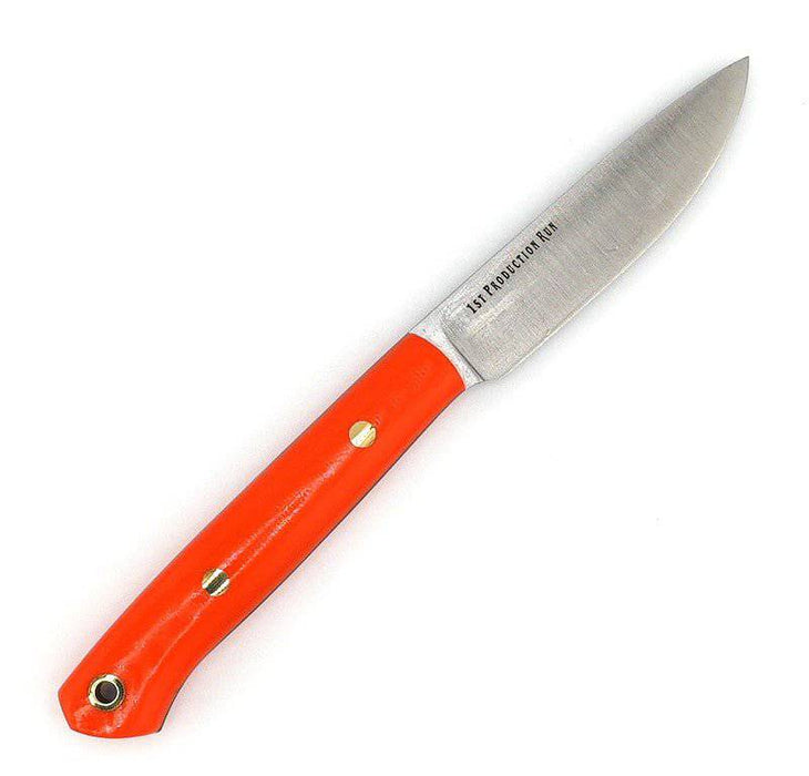 Bark River Little Creek II Field Knife MagnaCut Blaze Orange G-10 Handles Black Liners Brass Pins (USA)