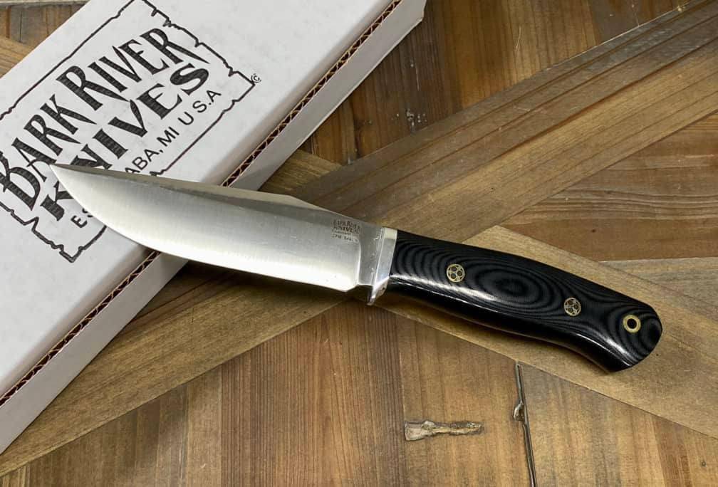 Bark River Matterhorn Fixed Blade CPM-S45VN Black Linen Micarta Mosaic Pins