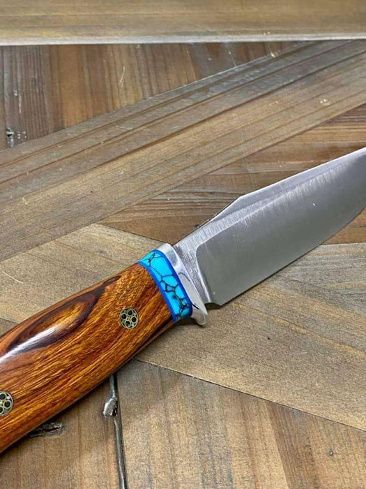 Bark River Matterhorn Fixed Blade CPM-S45VN Desert Ironwood Turquoise Spacer Mosaic Pins